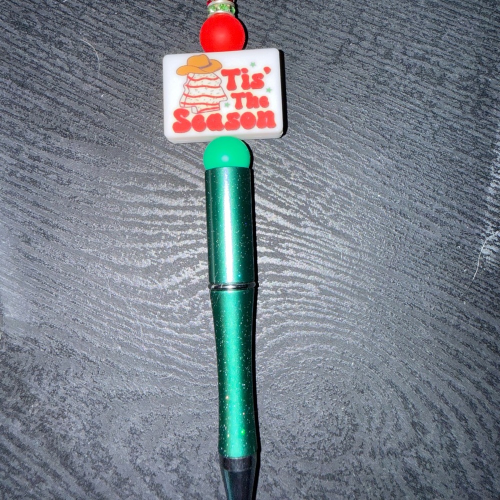 Festive Green and Red Holiday Pen